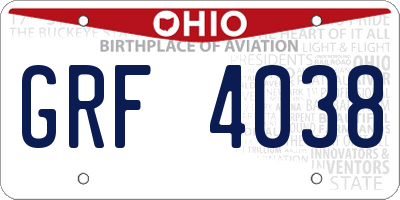 OH license plate GRF4038