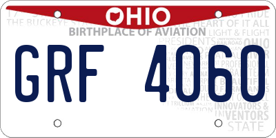OH license plate GRF4060