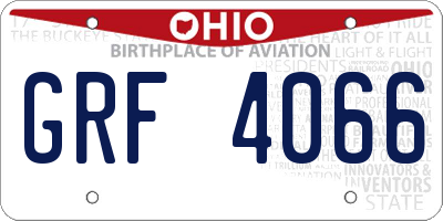 OH license plate GRF4066