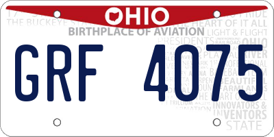 OH license plate GRF4075