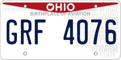 OH license plate GRF4076