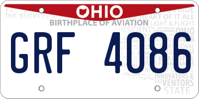 OH license plate GRF4086