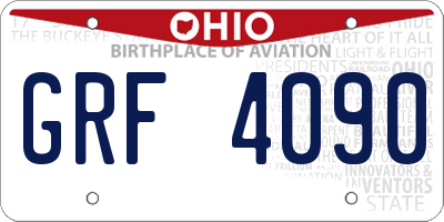 OH license plate GRF4090