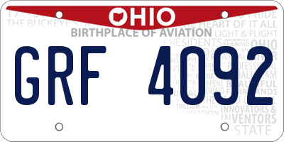 OH license plate GRF4092