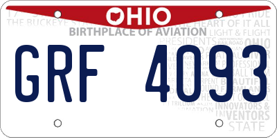 OH license plate GRF4093