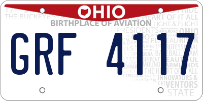 OH license plate GRF4117