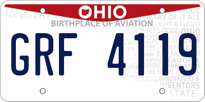 OH license plate GRF4119