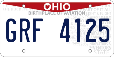 OH license plate GRF4125