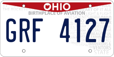 OH license plate GRF4127