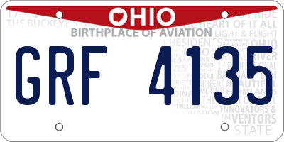 OH license plate GRF4135