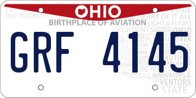 OH license plate GRF4145