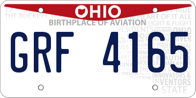 OH license plate GRF4165