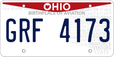 OH license plate GRF4173