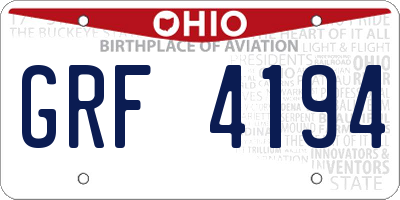 OH license plate GRF4194
