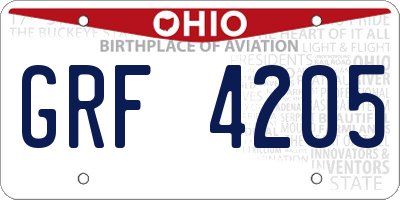 OH license plate GRF4205