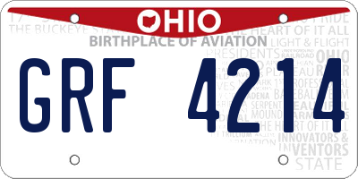 OH license plate GRF4214