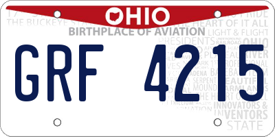 OH license plate GRF4215