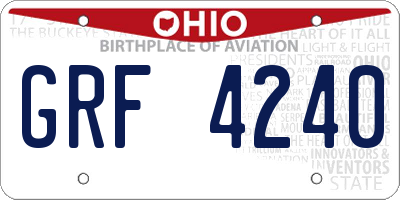 OH license plate GRF4240