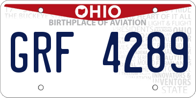 OH license plate GRF4289