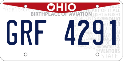 OH license plate GRF4291