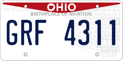 OH license plate GRF4311