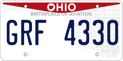 OH license plate GRF4330