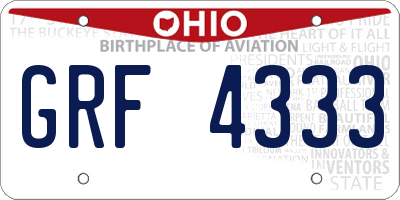 OH license plate GRF4333