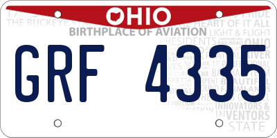 OH license plate GRF4335