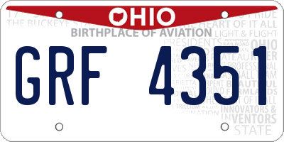 OH license plate GRF4351