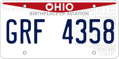 OH license plate GRF4358