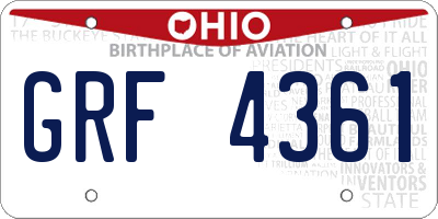 OH license plate GRF4361