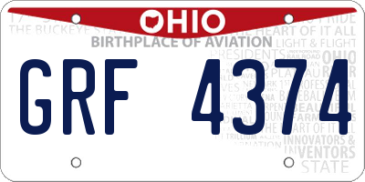 OH license plate GRF4374