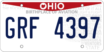 OH license plate GRF4397