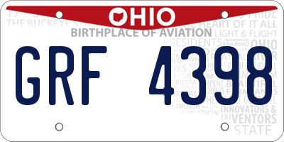 OH license plate GRF4398