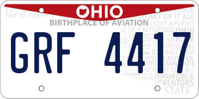 OH license plate GRF4417