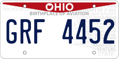 OH license plate GRF4452