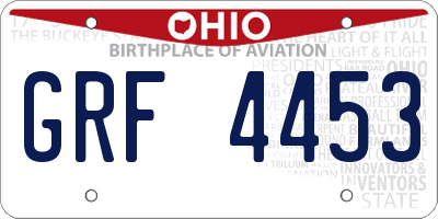 OH license plate GRF4453