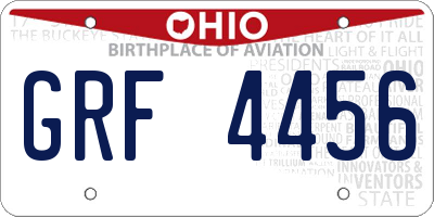 OH license plate GRF4456
