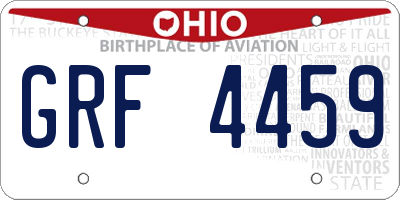 OH license plate GRF4459