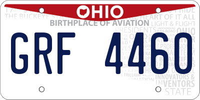 OH license plate GRF4460