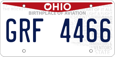 OH license plate GRF4466