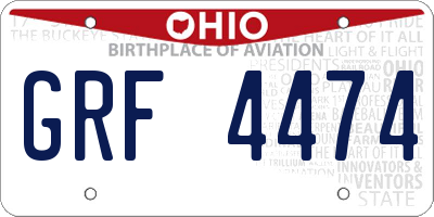 OH license plate GRF4474