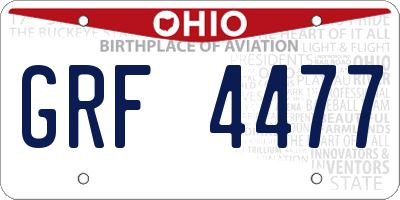 OH license plate GRF4477
