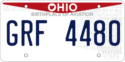 OH license plate GRF4480