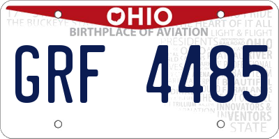 OH license plate GRF4485