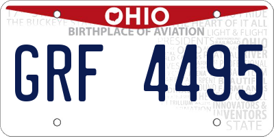 OH license plate GRF4495