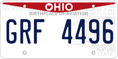 OH license plate GRF4496