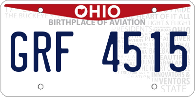 OH license plate GRF4515