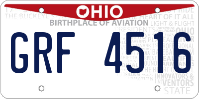 OH license plate GRF4516