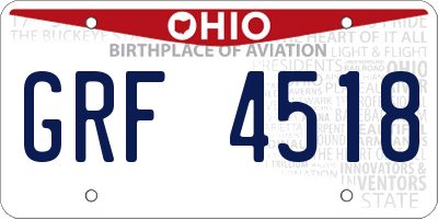 OH license plate GRF4518